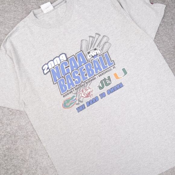 2009 NCAA Baseball USA Sports Large Gray Short Sleeve T-Shirt - Picture 8 of 9